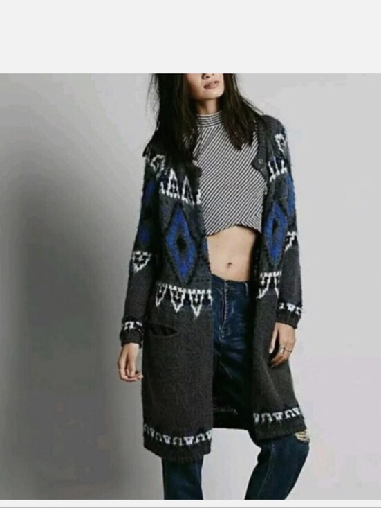 Free People Sweaters - FREE PEOPLE Frosted Fair Isle Grey Cardigan - Size Medium